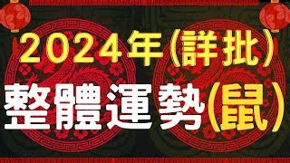 鼠年運勢|2024整體運勢(下)／鼠防小人、2生肖注意血光災、第1。